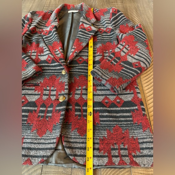 DANIELLE B - Vintage Red/Black/Gray Patterned Blazer Women’s Size Medium - Picture 14 of 16